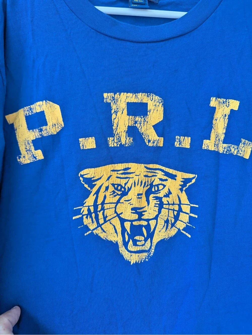 Polo Ralph Lauren Boys M 10-12 Blue Tiger Graphic Long Sleeve T Shirt 16.5x23.5